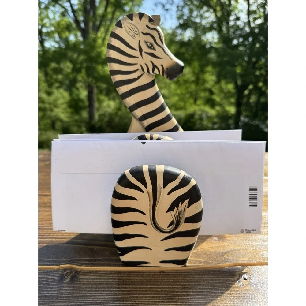 Zebra Wooden‎ Letter Holder Mail Organizer Safari Animal Desk Decor Nursery